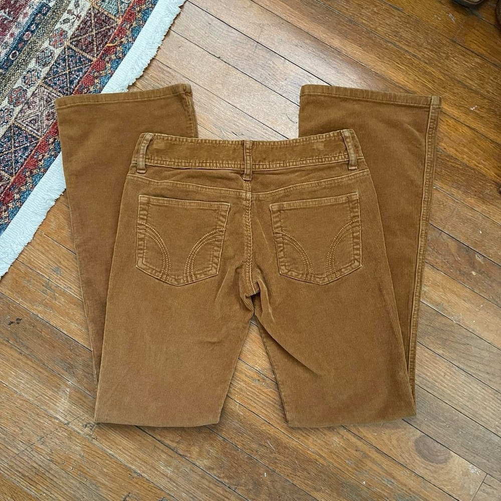 Y2K 2000s Vintage Hollister Brown Tan Corduroy Low Rise Flare Pants Size Small